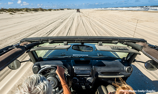 Driving Jeep on Corolla Beach