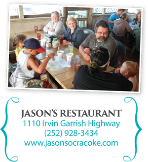 Family dinning at Jasons Restaurant in Ocracoke