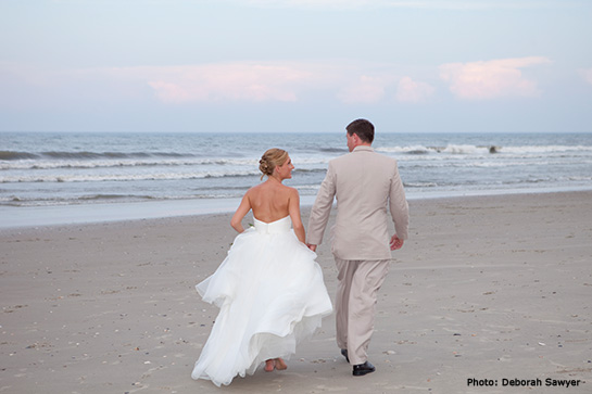 Bride and Groom on Outer Banks Beach
