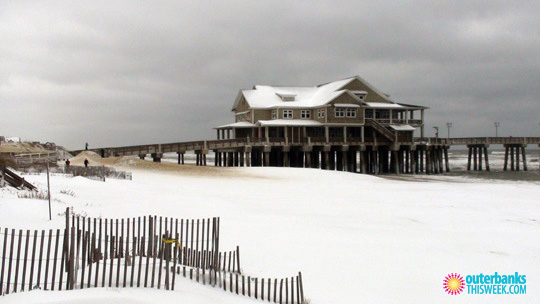 Jennettes Pier Nags Head in Snow