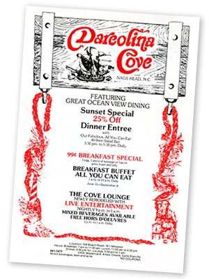 Dareolina Cove Nags Head Menu