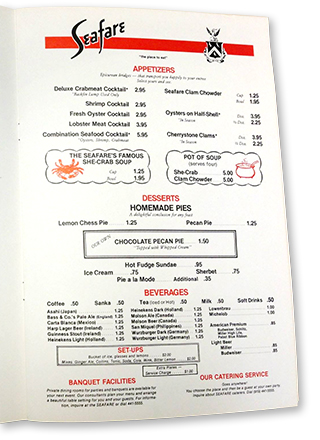 Seafare Menu