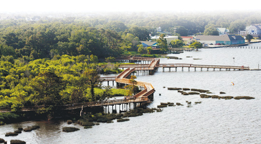 Town of Duck boardwalk on the sound