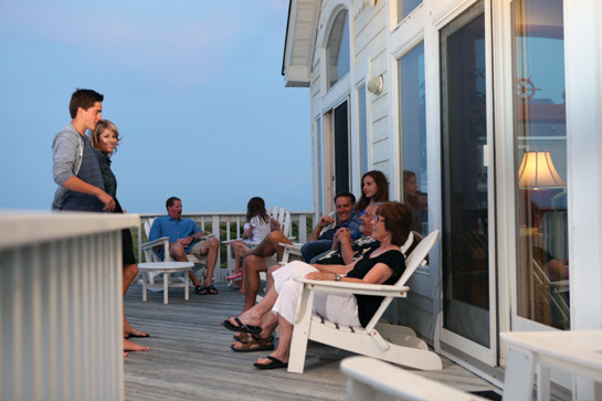 Family on deck in Hatteras vacation home