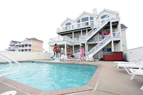 Family in Pool at Hatteras Island Rental Home