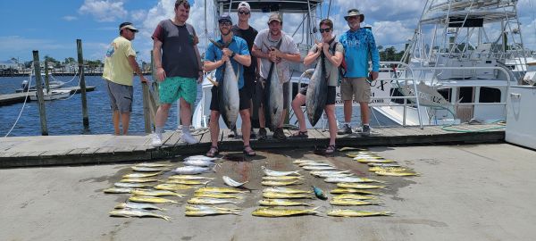 Outer Banks Fishing Charters, Aron with mahi, black and yellow fin