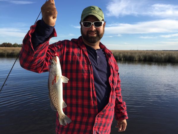 T-Time Charters, Tommy with a nice trout to start our afternoon