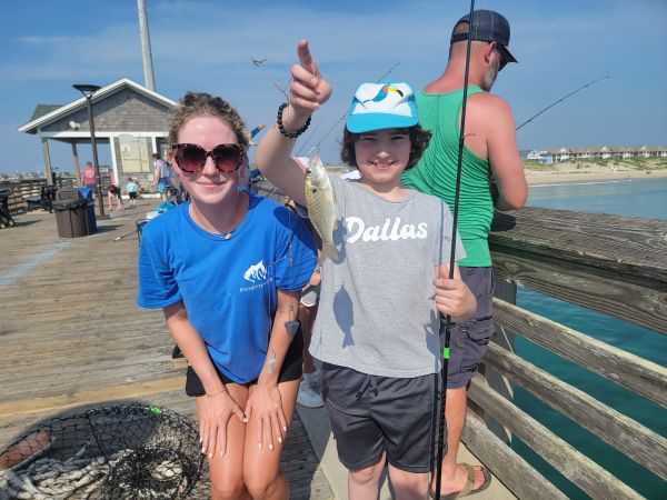 Instructor Ivey with student angler Joe of Richmond in our Family Fishing class