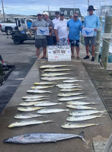 Bite Me Sportfishing Charters, Double Header Sails and a nice mess of Dolphin