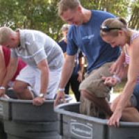 Stomp grapes at the Currituck Fall Food and Wine Festival.