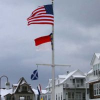 Snow on the rooftops of Manteo!