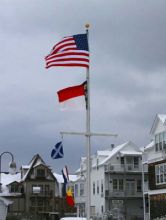 Snow on the rooftops of Manteo!