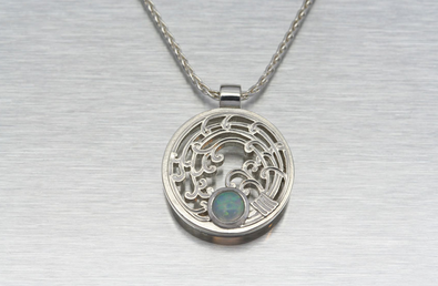 Silver Bonsai Gallery, STERLING RICE STALK NECKLACE W/ OPAL