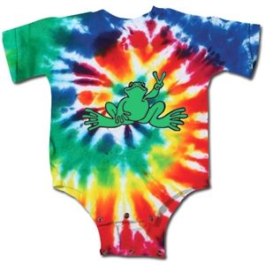 Kitty Hawk Kites, Peace Frogs Tie Dye Short Sleeve Infant Onesie