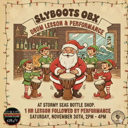 Misfit Bars of Christmas Crawl, SlyBoots OBX Drum Lesson & Performance at Stormy Seas