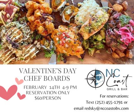 NC Coast Grill & Bar, Valentine’s Day Chef Boards
