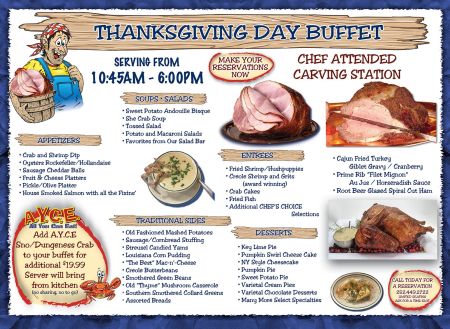 Dirty Dick's Crab House, Thanksgiving Day Buffet