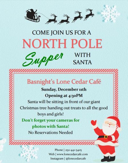 Basnight’s Lone Cedar Outer Banks Seafood Restaurant, Supper with Santa