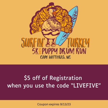 Hatteras Island Events, Surfin' Turkey 5K & Puppy Drum Run