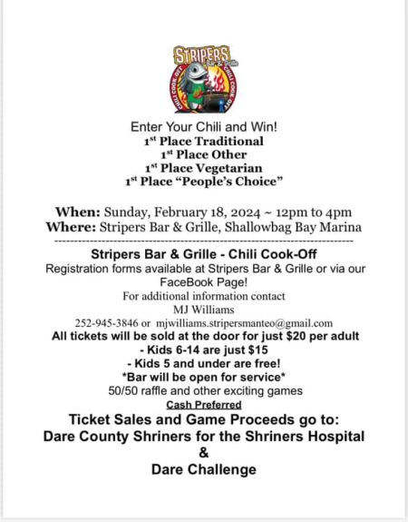Stripers Bar and Grille Manteo, 10th Annual Chili Cook Off