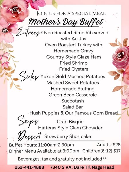 Sugar Creek Soundfront Seafood Restaurant, Mother's Day Buffet