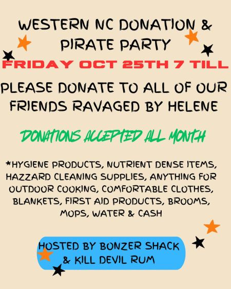 Bonzer Shack Bar & Grill, Western NC Donation Pirate Party