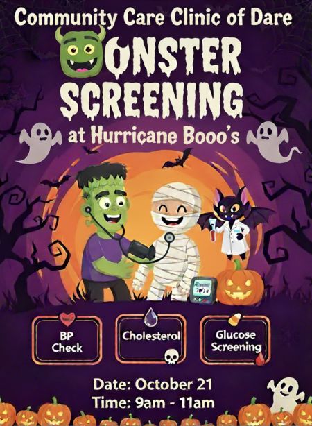 Community Care Clinic of Dare, Monter Screening at Hurricane Booo's