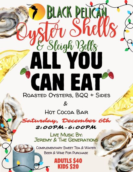 Black Pelican Oceanfront Restaurant, Oyster Shells & Sleigh Bells