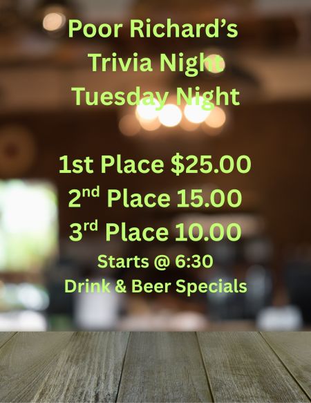 Poor Richard's Sandwich Shop Manteo, Trivia Night