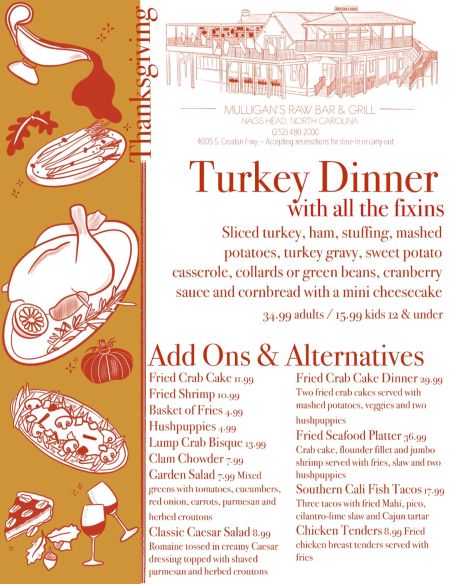 Mulligan's Grille, Thanksgiving Day Dinner