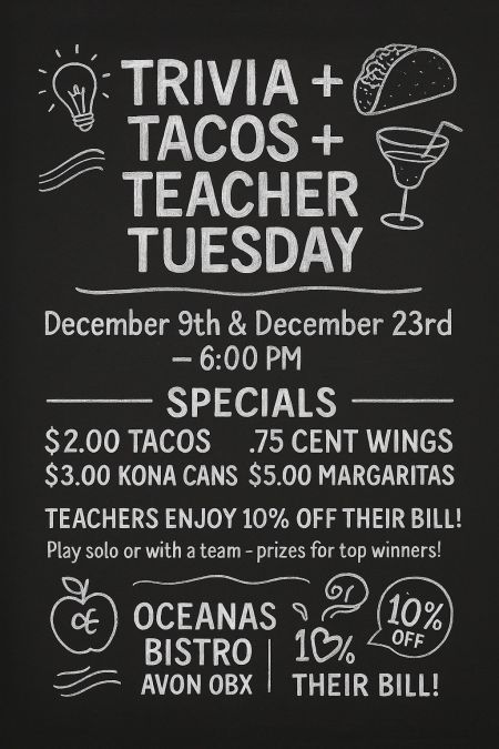 Oceanas Bistro, Trivia Night