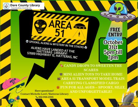 Dare County Library, Area 51-Themed Hatteras Haunted Library Trick or Treat