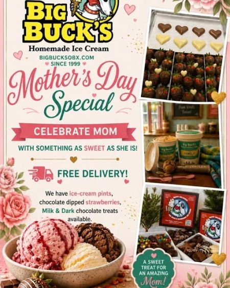 Big Buck's Ice Cream, Mother's Day Deliveries