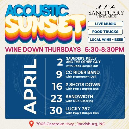 Sanctuary Vineyards, Acoustic Sunset Wine Down Thursdays