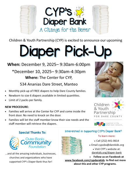 Children and Youth Partnership, Diaper Pick-Up (Manteo)