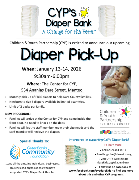 Children and Youth Partnership, Diaper Pick-Up (Manteo)