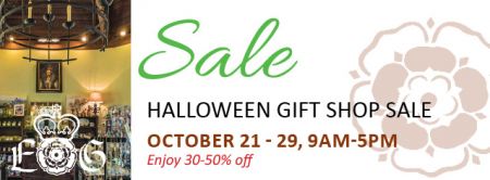 Elizabethan Gardens, Halloween Gift Shop Clearance Sale