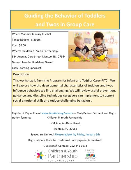 Children and Youth Partnership, Guiding Behavior of Toddlers and Twos in Group Care