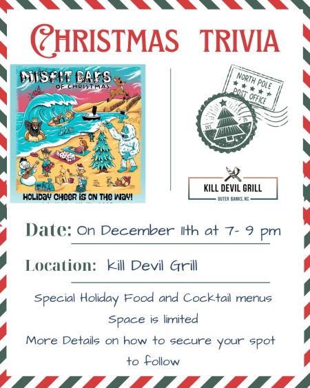 Misfit Bars of Christmas Crawl, Christmas Trivia at Kill Devil Grill