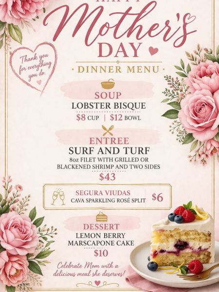 Oceanas Bistro, Mother's Day Dinner