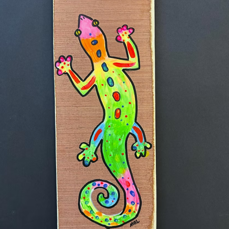 Dare Arts, Kids Art Party - Glow in the Dark Lizard on Wood Panel