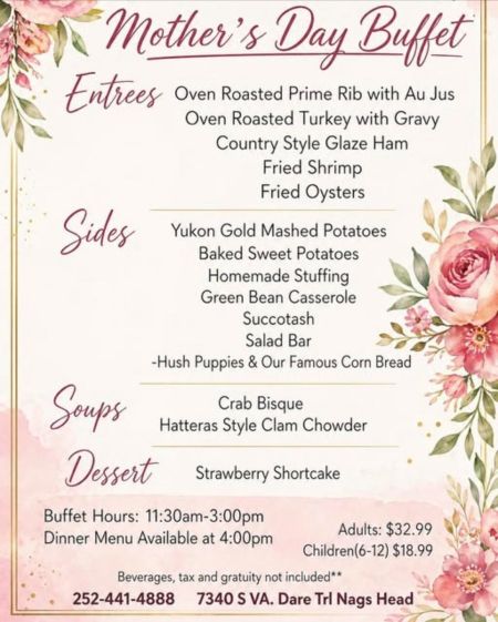 Sugar Creek Soundfront Seafood Restaurant, Mother's Day Buffet
