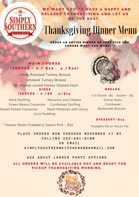 Simply Southern Kitchen, Thanksgiving Dinner To-Go