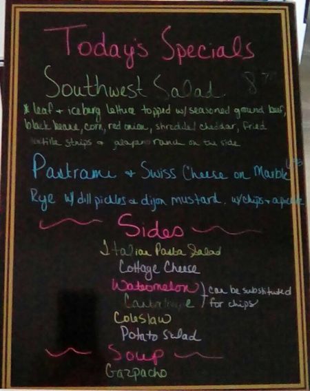 Hungry Pelican Deli and Ice Cream Manteo Outer Banks, Daily Specials Board