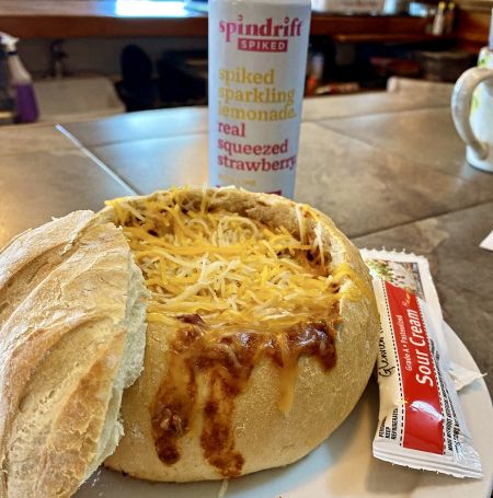 Oceanas Bistro, House Made Chili Served in a Bread Bowl