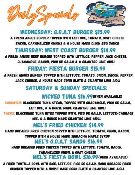 Fish Heads Bar & Grill, Daily Specials