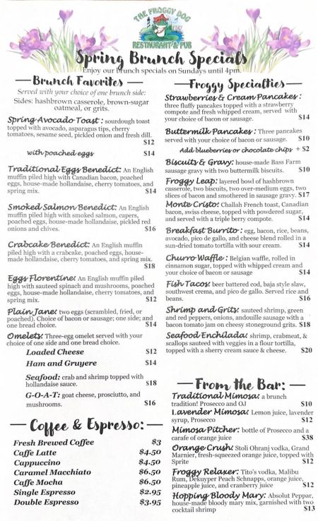 The Froggy Dog Restaurant & Pub, Spring Brunch Specials