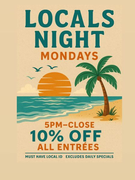 Oceanas Bistro, Locals Night Mondays