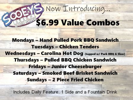 Sooey's BBQ & Rib Shack, 6.99 Value Combos