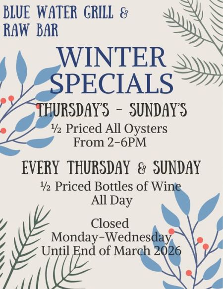 Blue Water Grill & Raw Bar, Half-priced Oysters